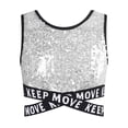 thumbnail image 4 of Aislor Kids Girls Jazz Latin Modern Hip Hop Dance Crop Tops Gymnastics Vest Dancewear Tank Top Silver 4, 4 of 7