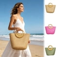 thumbnail image 7 of Holloyiver Straw Bags for Women, Hand-woven Straw Large Bag with Round Handle Ring Tote Retro Summer Beach Rattan Bag, 7 of 7