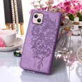 thumbnail image 6 of SaniMore Case for iPhone 14 Plus (6.7" 2022), PU Leather Luxury Embossed Butterfly Glitter Diamond [Wrist Strap & Card Slots & Flip Kickstand] Full-body Shockproof Wallet Cover, Lightpurple, 6 of 7