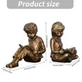 thumbnail image 3 of Literary Room Resin Bookends, Reading Figure Decor with Bronze Tone Shelf Accent for Upright Book Support and Tabletop Book Display, 3 of 9