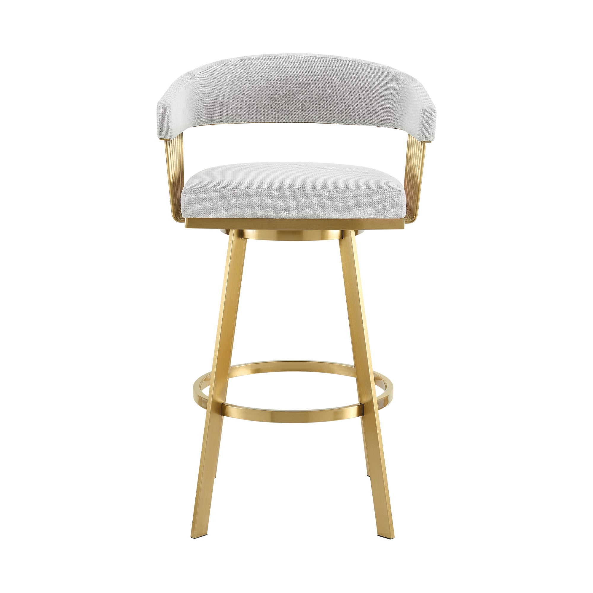 Chelsea 30" Swivel Bar Stool with Gold Brushed Stainless Steel and Silver Fabric