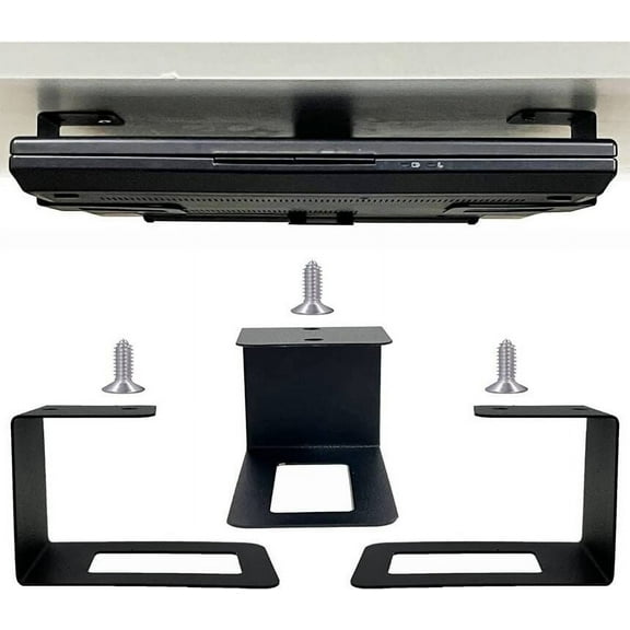 (3) Laptop Holder Under Desk Laptop Mount Organizer Rack Storage Shelf, Add On Under Table Laptops, Keyboard, Routers, Modems, Cable Box, Network Switch & More, Desk Accessories