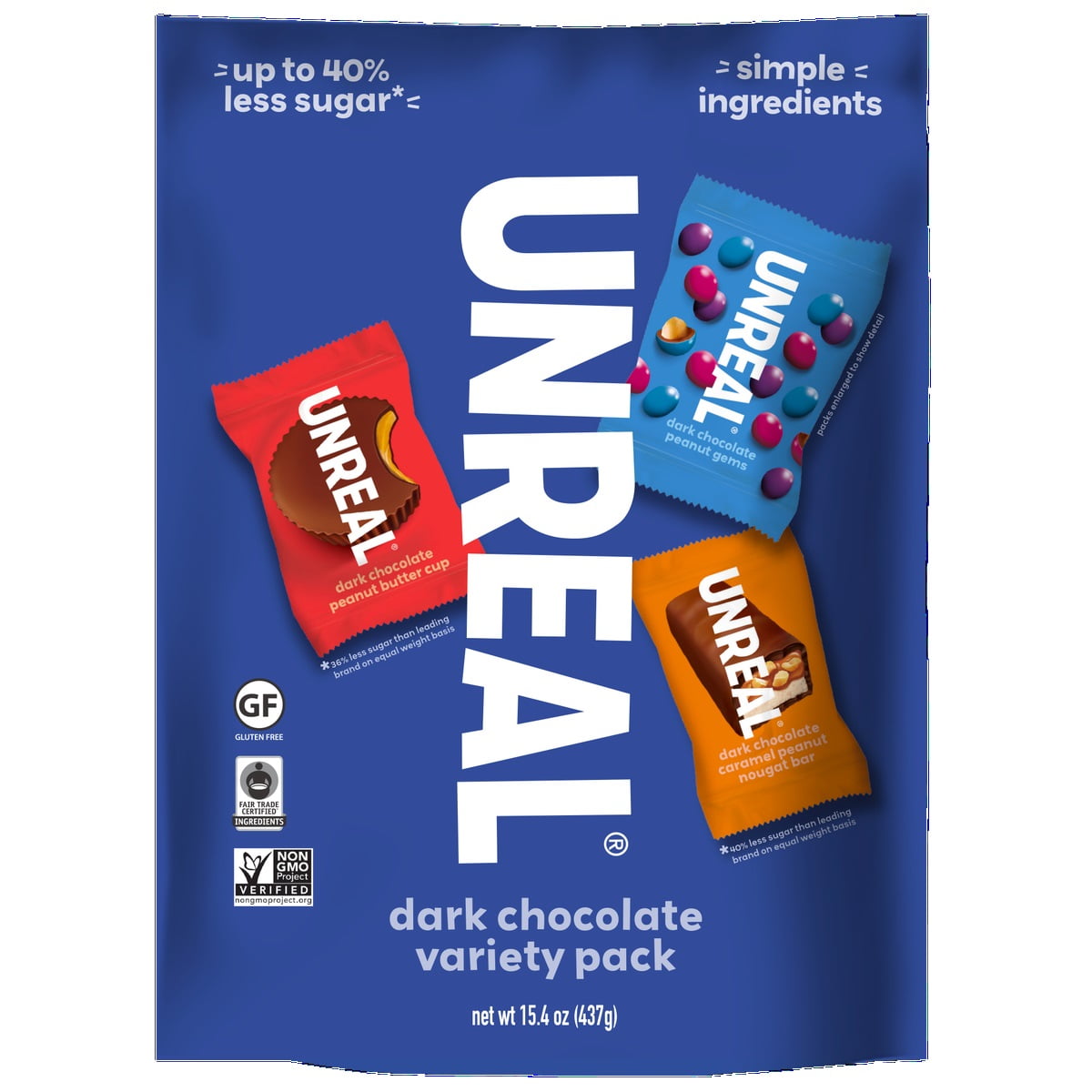 Unreal Dark Chocolate Snacks, Variety Pack, 15.4 Ounce