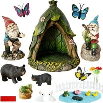 Outdoor Miniature Gnome Garden Kit Fairy Village Houses Fairies Accessories Toy Set Decor Fishing Gnome Figurines Statue Patio Cake Topper for Boy Girl Mother Girlfriend Birthday Gifts