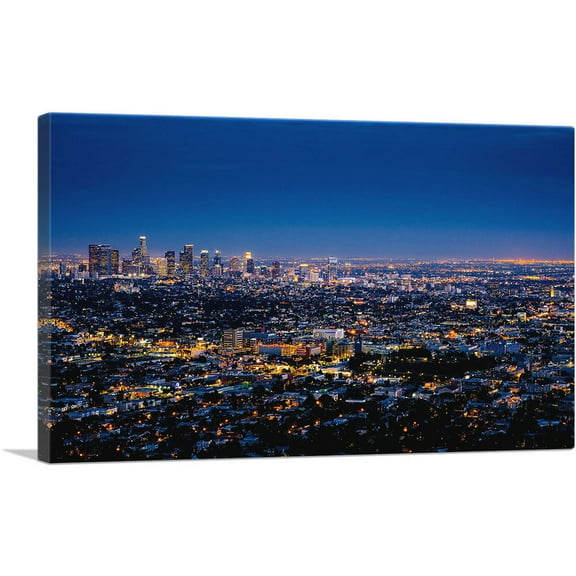 ARTCANVAS Los Angeles Skyline at Night Canvas Art Print - Size: 26" x 18" (0.75" Deep)