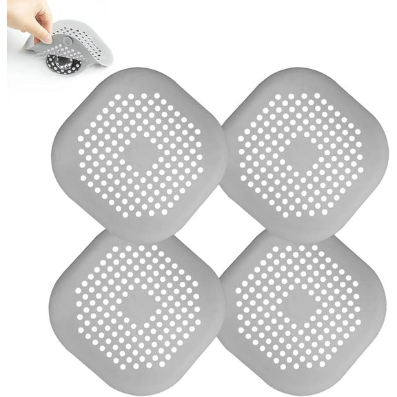 4 Pieces Drain Covers Hair Stopper for Shower Drain Bathtub Stopper Home Drain Protectors with Sucker Water Trap Sink Cover for Bathroom Bathtub and Kitchen (2 Gray 2 Gray)