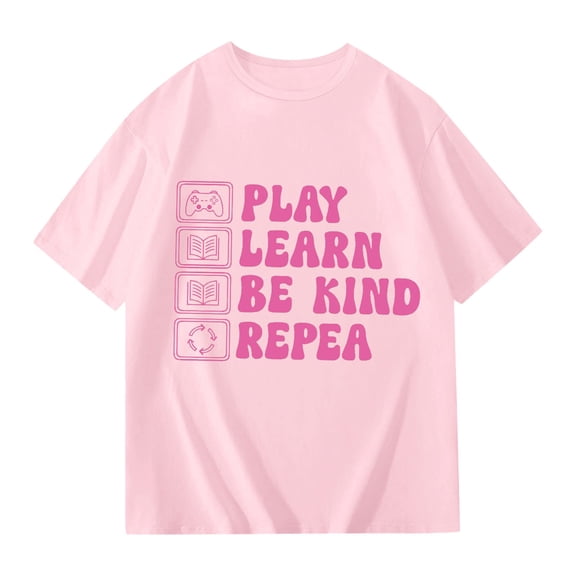 XEGLSBU T Shirts for Girls 7-8 Girls Graphic Tee Short Sleeve T Shirt Casual Summer Top for Kids Youth Children Light Pink Size 11-12 Years