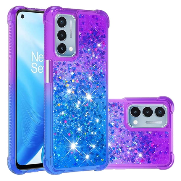 Funda para OnePlus Nord N200 5G Transparente con Brillos Carcasa Protectora Antigolpes con Glitter Brillante