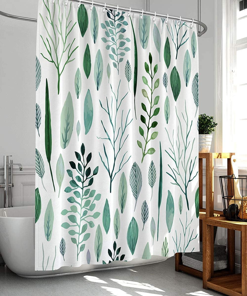 Size : 180x180cm Polyester Fabric Shower Resistant Curtain Green Tropical Plants Shower Curtains Bathroom Polyester Waterproof Shower Curtain Leaves Printing Curtains for Bathroom Shower