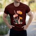 thumbnail image 2 of NAMTYQX True Classic T Shirts for Men Lightweight Patterned Casual Round Neck Bohemian Baggy Plus Size Short Sleeve Comfort Cool Mens Hawaiian Shirts Short Sleeve Wine Size M, 2 of 5
