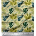 thumbnail image 1 of Soimoi Tissu Crêpe polyester Beige Imprimé Pacanes & Monstera au Mètre 42 Pouces de Large, 1 of 3