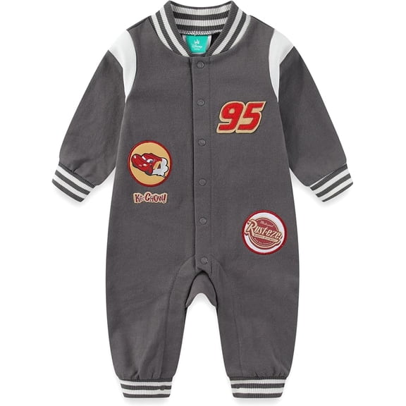 Disney Cars Lightning McQueen Long Sleeve Romper Coverall (Baby Boys), Sizes NB-24M