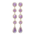 thumbnail image 2 of Eosunjian 1 Pair Women Earrings Long Sparkling Rhinestone Luxury Dangle Earrings for Prom Purple, 2 of 13