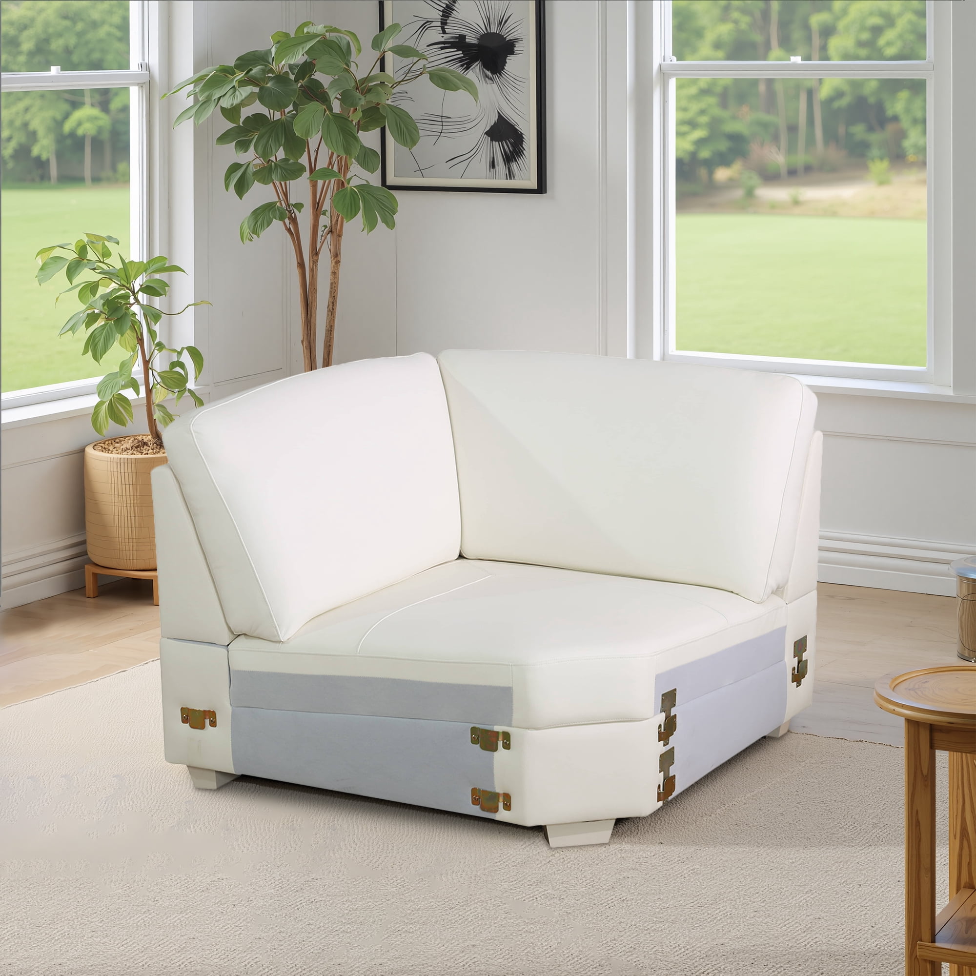 MAYEERTY 118" Flannel 8-Piece Soft Skin Free Splicing Living Room Sofa Set,Bule