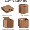 thumbnail image 6 of HBlife Wicker Baskets, Set of 4 Hand-Woven Paper Rope Storage Baskets, Foldable Cubby Storage Bins, Large Wicker Storage Basket for Shelves Pantry Organizing & Decor, Caramel, 6 of 7