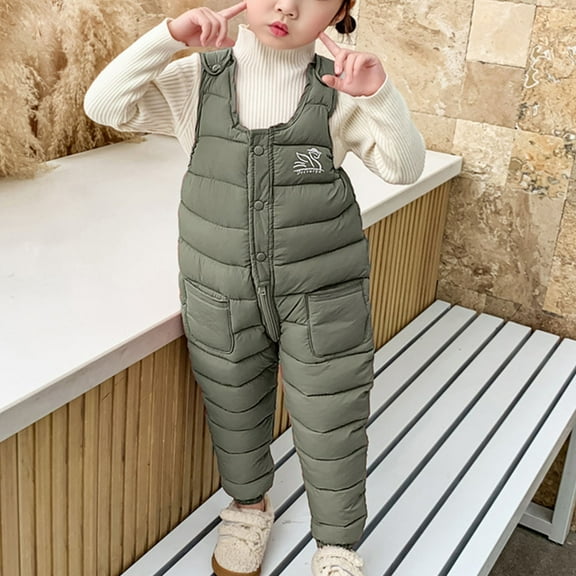 Black of Friday Deals Kids Snow Overall Jumpsuit Clearance Under $5 Xqxayjr Baby Toddlers Snow Bib Overalls Winter Warm Pants Thicken Skiing Bibs for Girls & Boys for 1-6T Toddlers
