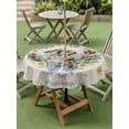 thumbnail image 3 of Spring Easter Outdoor Tablecloth - 54 Inch Round Dining Table Cover, Cute Rabbits Eggs Bow Daisy Tulips Plants Beige Waterproof Outdoor Table Cloth with Umbrella Hole & Zipper for Picnic/Patio/Party, 3 of 7