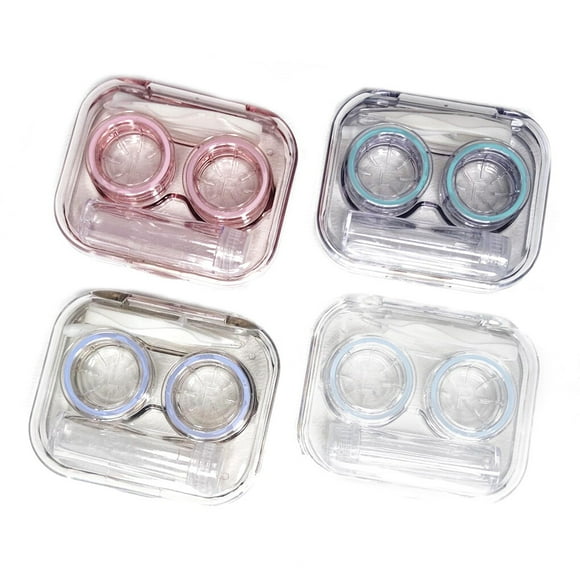4 Pieces Contact Lens Cases Lenses Leak Organizer Box with Tweezers Suction Stick Eyes Care Container Protection Accessories Outdoor