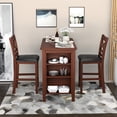 thumbnail image 3 of Costway Ensemble de Table à Manger de Pub 3 Pcs avec Étagères de Rangement et 2 Chaises Rembourrées Noyer, 3 of 9
