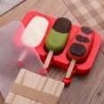 thumbnail image 3 of Homemade Popsicle Silicone Molds with Lid Popsicle Molds BPA-Free, Ice Pop Molds with 3 Cavities, Cake/Ice Cream/Popsicle Maker Easy Release, with 100Popsicle Sticks (Set of 2 Red), 3 of 8
