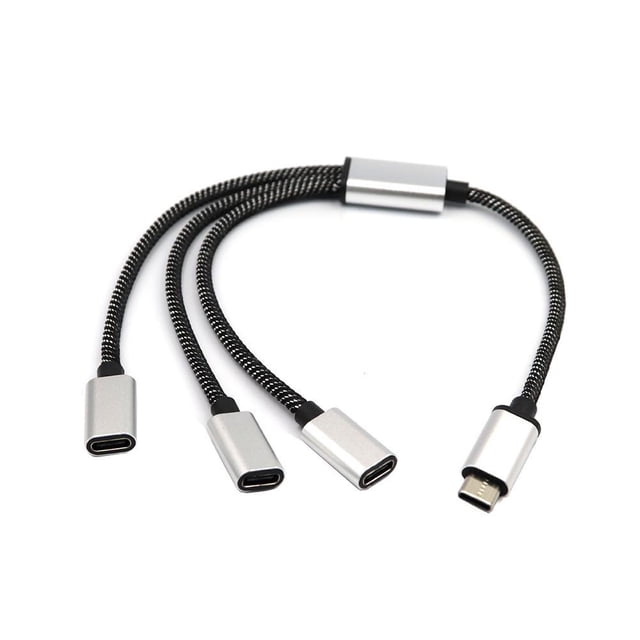 Universal USB C Male to Dual USB C Female Splitter Hub Cable for Type C Charger & Data Transfer, Portable Adapter for Phones Tablets Laptops Peripherals