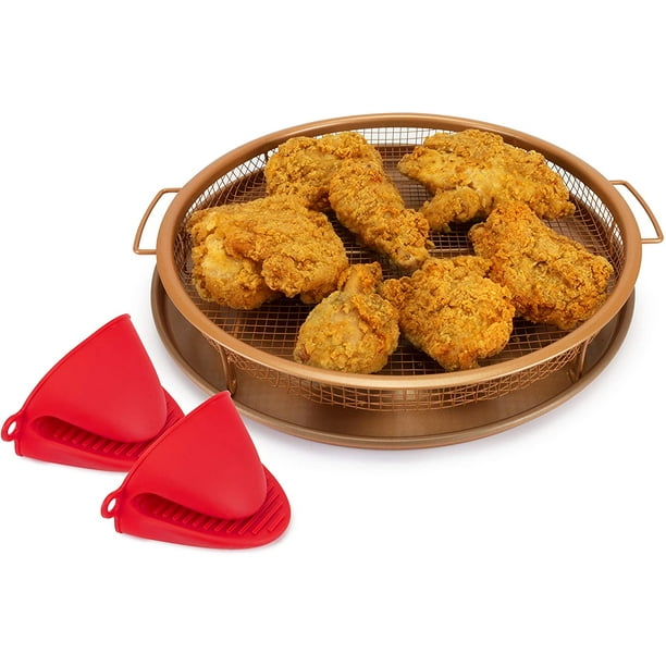 EaZy MealZ Round Crisper Basket & Baking Pan Set Basket, Copper