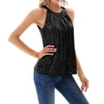 thumbnail image 2 of Sin mangas de lentejuelas tanque brillo cuello redondo chispa lentejuelas tanque camisa para mujer señora verano, 2 of 6