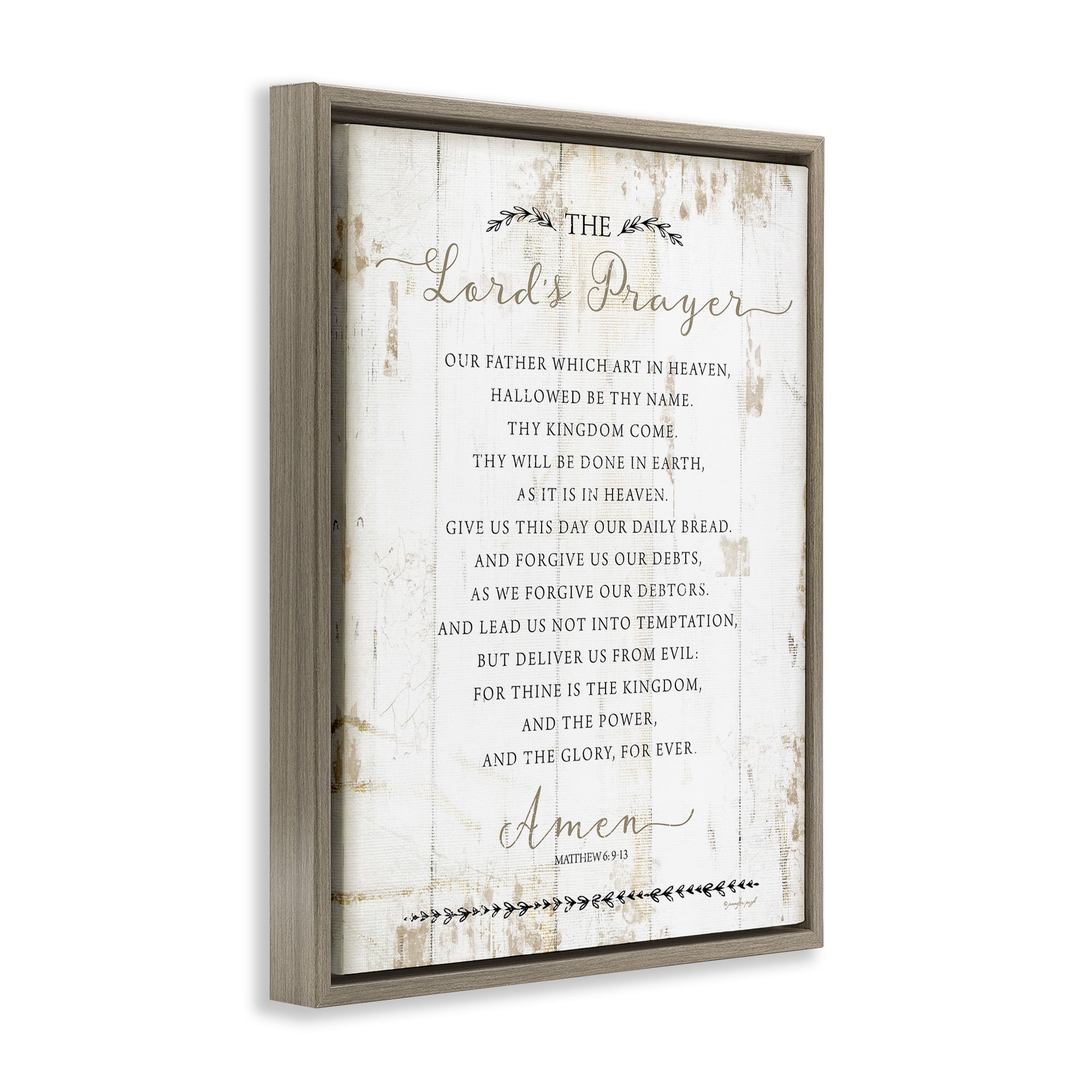 Stupell Industries Our Father Rustic Prayer Religious Painting Brown Floater Framed Canvas Art Print Wall Art, 17 x 21