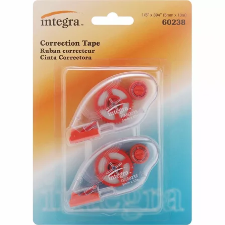 Correction Tape 1/4"x472" 2/PK White