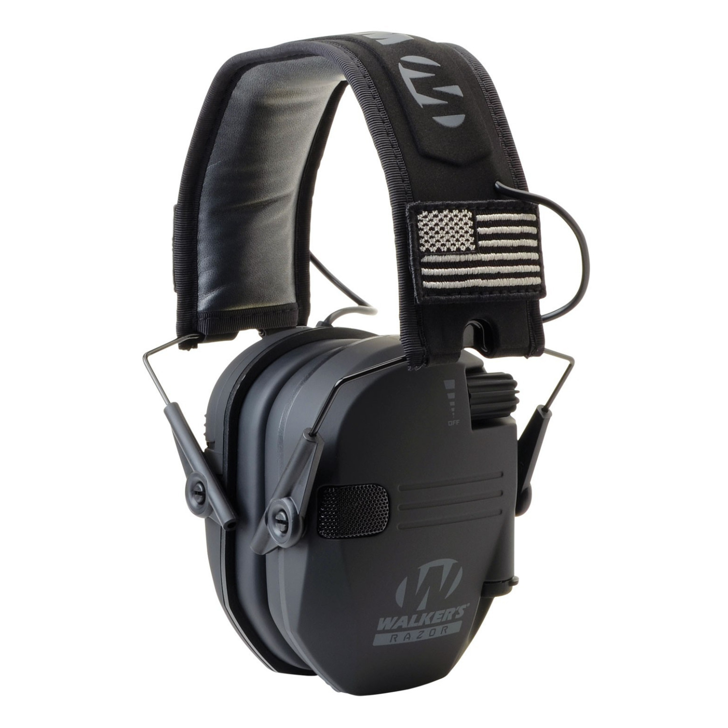 Walker's Razor Slim Electronic Earmuffs – Black Patriot – With Walkie Talkie & Glasses Kit