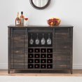 thumbnail image 4 of Wine Bar Cabinet with Sliding Barn Door 16 Bottle Wine Rack Grey, 4 of 5
