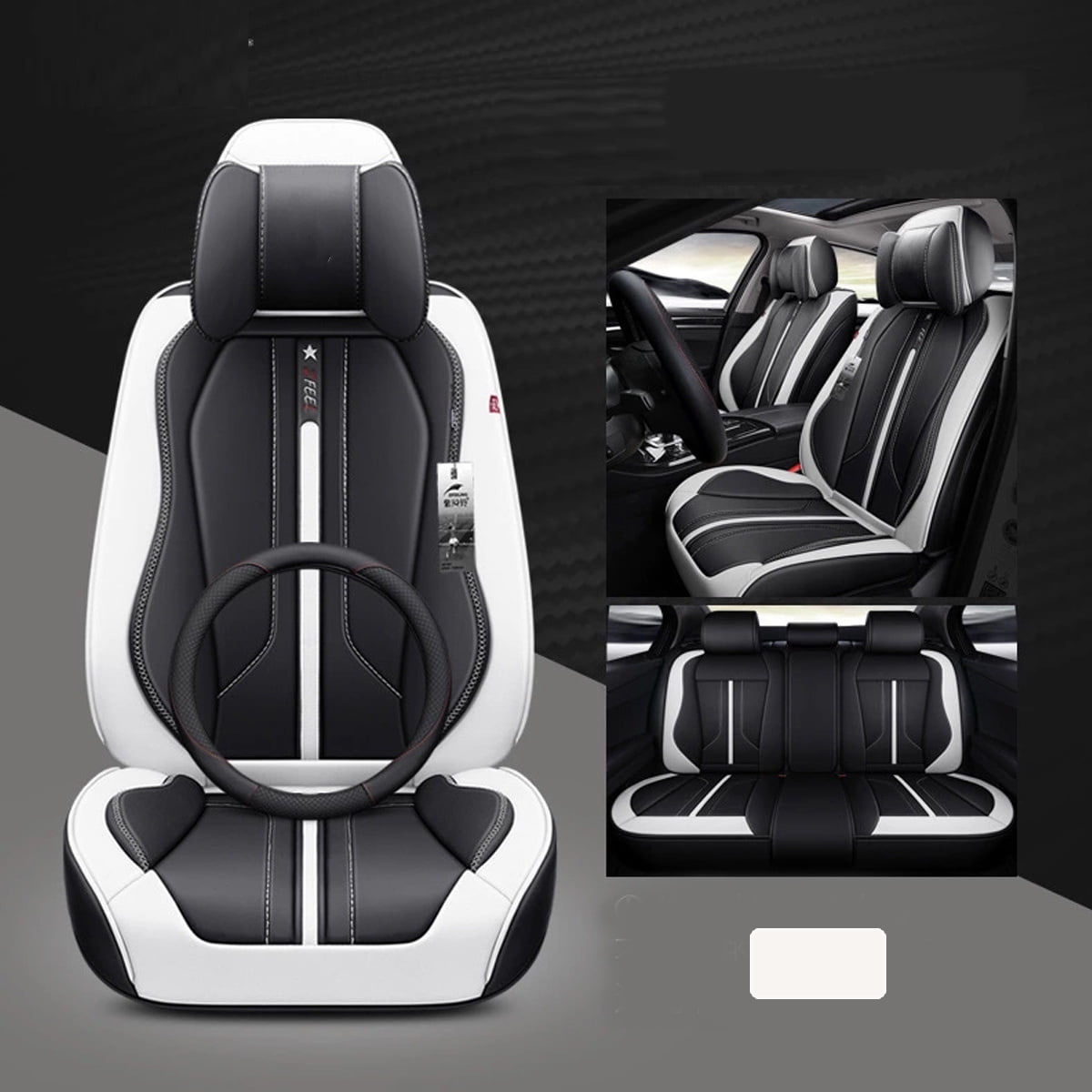 Luxury Car Seat Covers 5-Sit Cushions Accessories PU Leather Protector Universal