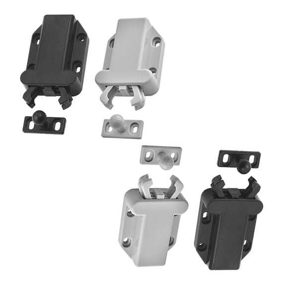 Luxshiny 4-Pack Self-Locking Cabinet Door Latch Devices in Assorted Colors, ABS Material Hardware