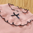 thumbnail image 6 of ShomPort 18M-5Y Infant Girls T-Shirt Ruffle Trim Cotton Crewneck Long Sleeve Bowknot Textured Cute Tees Tops Casual Blouses, 6 of 7