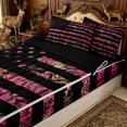 thumbnail image 3 of Erosebridal Pink Camouflage Zipper Twin Comforter Sets with Fitted Sheet and 2 Pillowcases for Girls, Stripes Stars Flag Print Zipper Bedding Set, Black Reversible, 4-Piece, 3 of 7