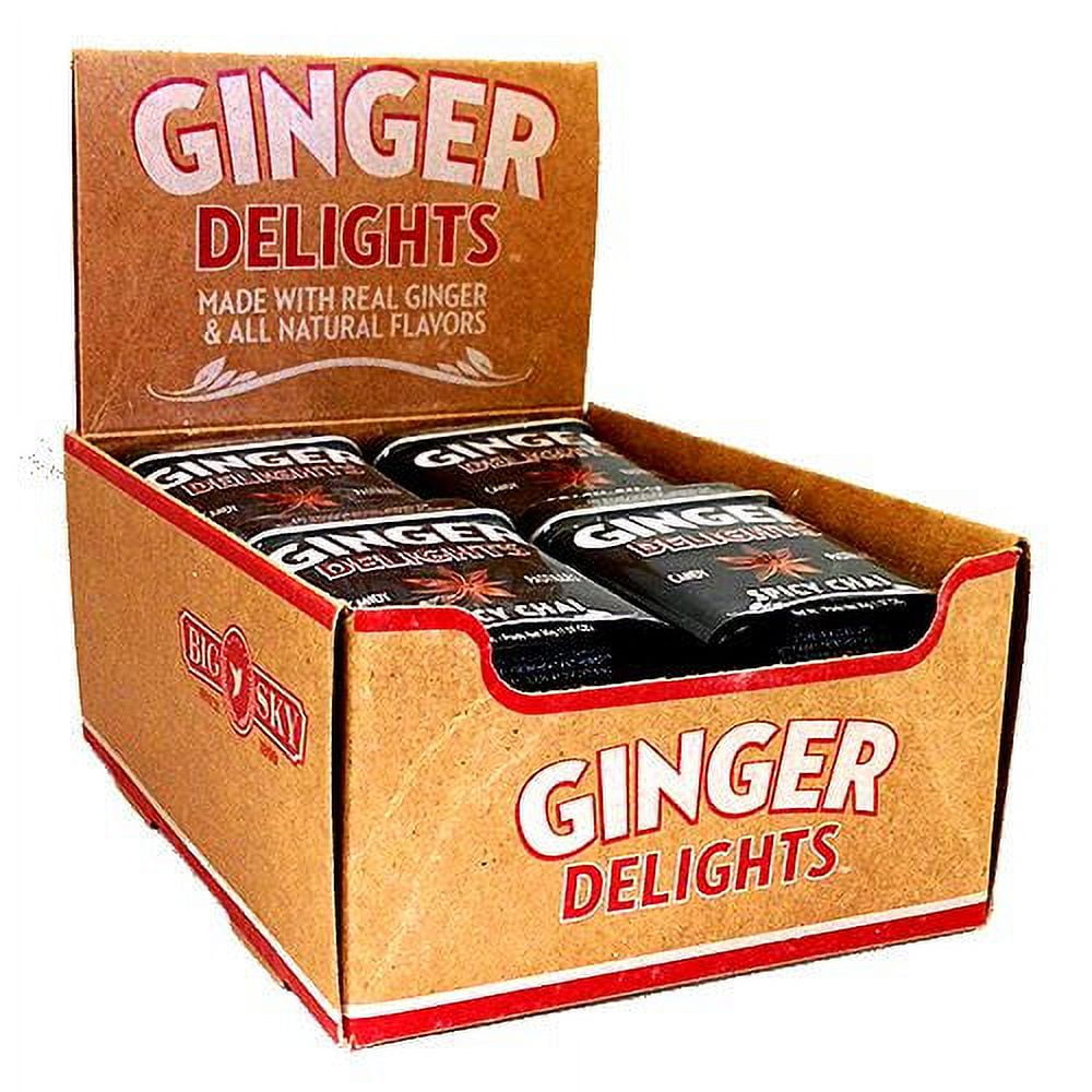 Big Sky Ginger Delights Hard Candy, Spicy Chai, 1.07 Ounce Tin - 12 Count Display Box