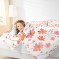 thumbnail image 6 of Manfei Orange Groovy Floral Bedding Comforter Set for Kids, Rustic Plant Botanical Twin Comforter Sets, Kawaii Cartoon Reversible Bedding Set, Microfiber Bedroom Decor, 2 Pieces, 6 of 9