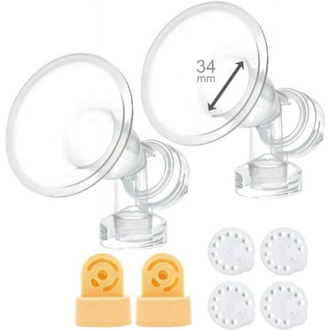Maymom 34 mm 2x One-Piece Extra Large Breastshields w/Valves and Membranes Compatible wtih Medela Breast Pumps; Smaller than Medela PersonalFit 36 Breastshield