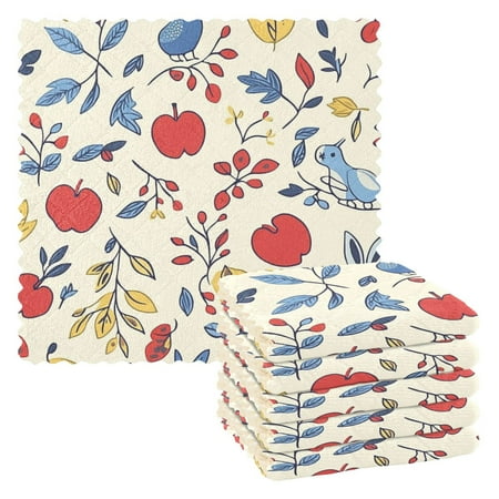 

6 Pack Kitchen Dish Towels 11 Inch x 11 Inch Reusable Cleaning Cloths for Washing Dishes Dish Cloths for Drying Dishes Rabbit and Foliage Pattern