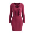 thumbnail image 5 of Maqroz Womens Two Piece Dress Sets Ribbed Knit Button Down Cardigan Sweaters Spaghetti Strap Mini Dresses Bodycon Outfits Casual Y2K Streetwear, 5 of 9
