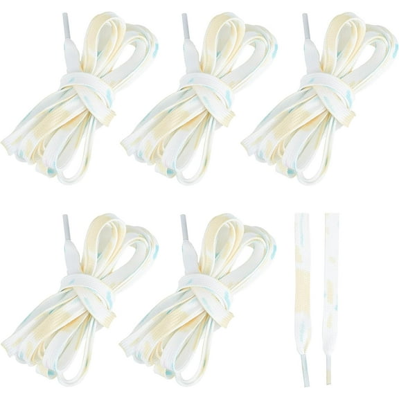 3 Pairs 3 Style Tie-Dye Style Flat Smooth Polyester Shoelaces with Plastic Aglets for Shoe Accessories Light Blue 1206~1610x7~8x0.9mm 1 pair/style