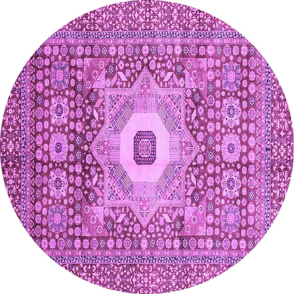 Ahgly Company Indoor Round Abstract Purple Modern Area Rugs, 8' Round