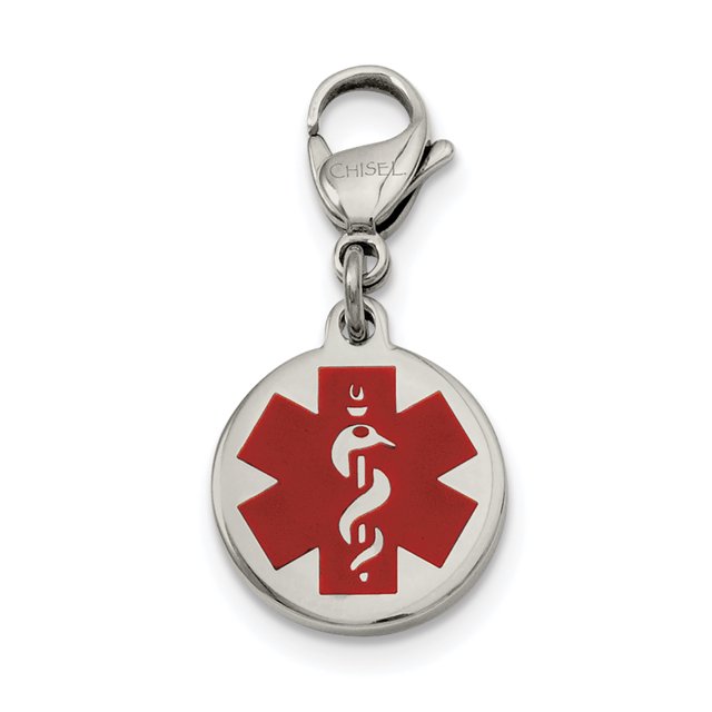 Pendentif Breloque Collier d'Alerte Médicale en Acier Inoxydable