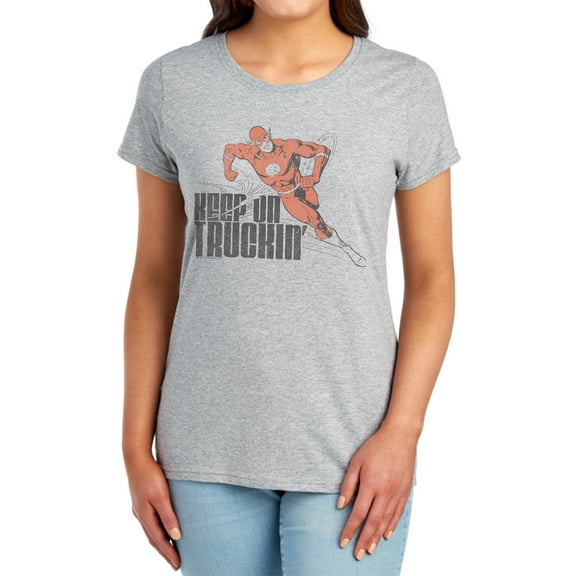 DC Flash Keep On Truckin Women's T Shirt, Athletic Heather, Small