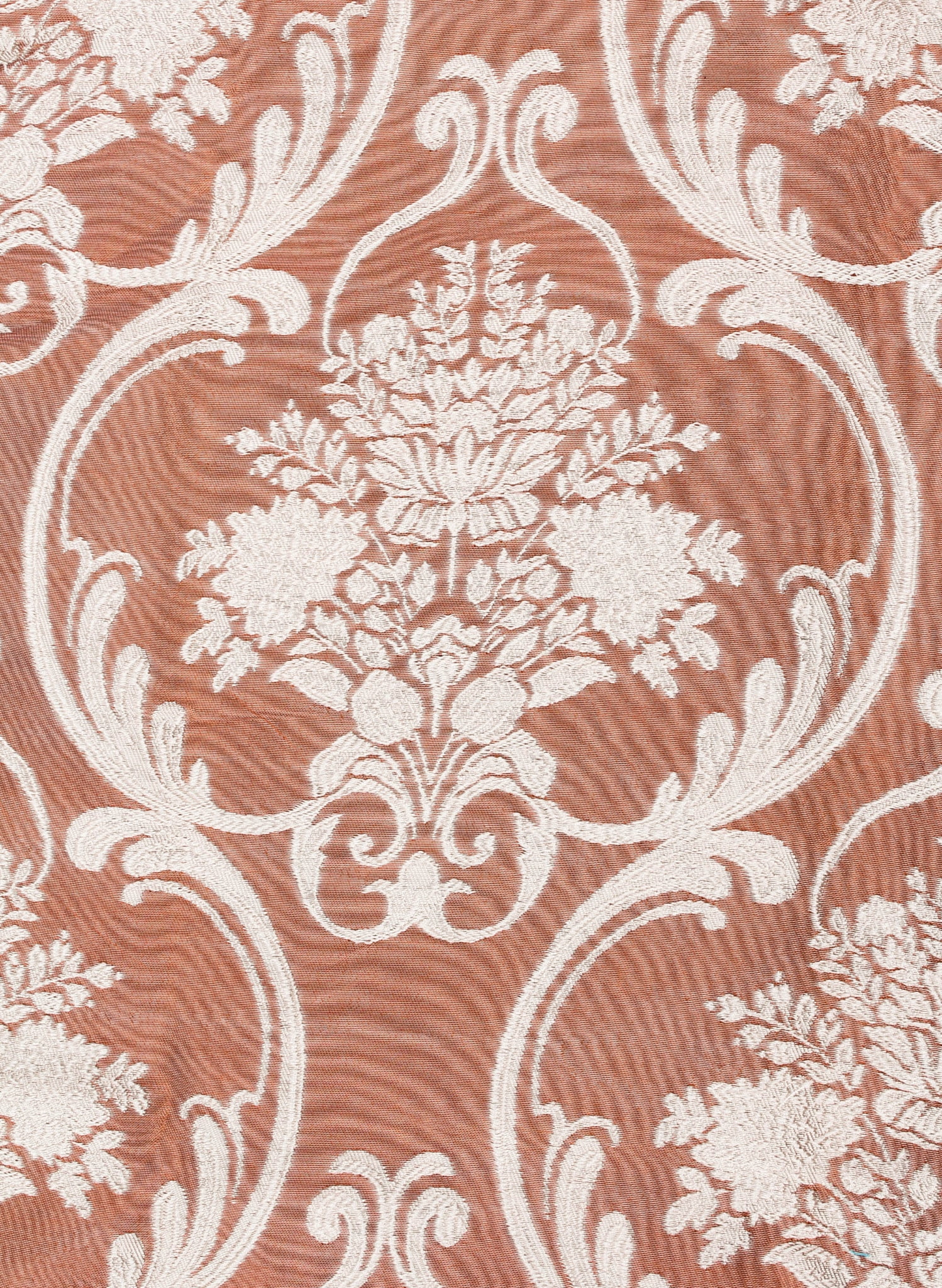 Bella Luxury Jacquard Curtain Panel with Attached Waterfall Valance & Scarf 54 by 84-Inch Brick