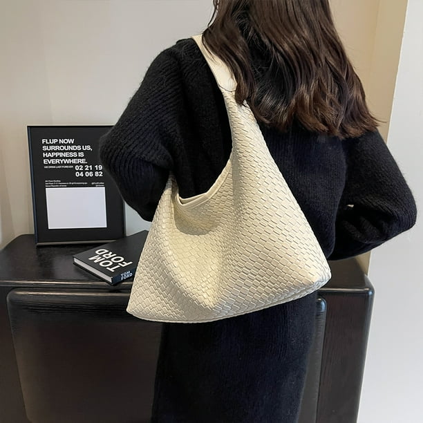 Bolso de hombro grande para mujer, bolso de mano tejido de PU informal, bolso Hobo, bolso de viaje