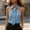 Blue, variant on Women Tie Neck Halter Sleeveless Shirt Bow Tie Top Off Shoulder Casual Pullover