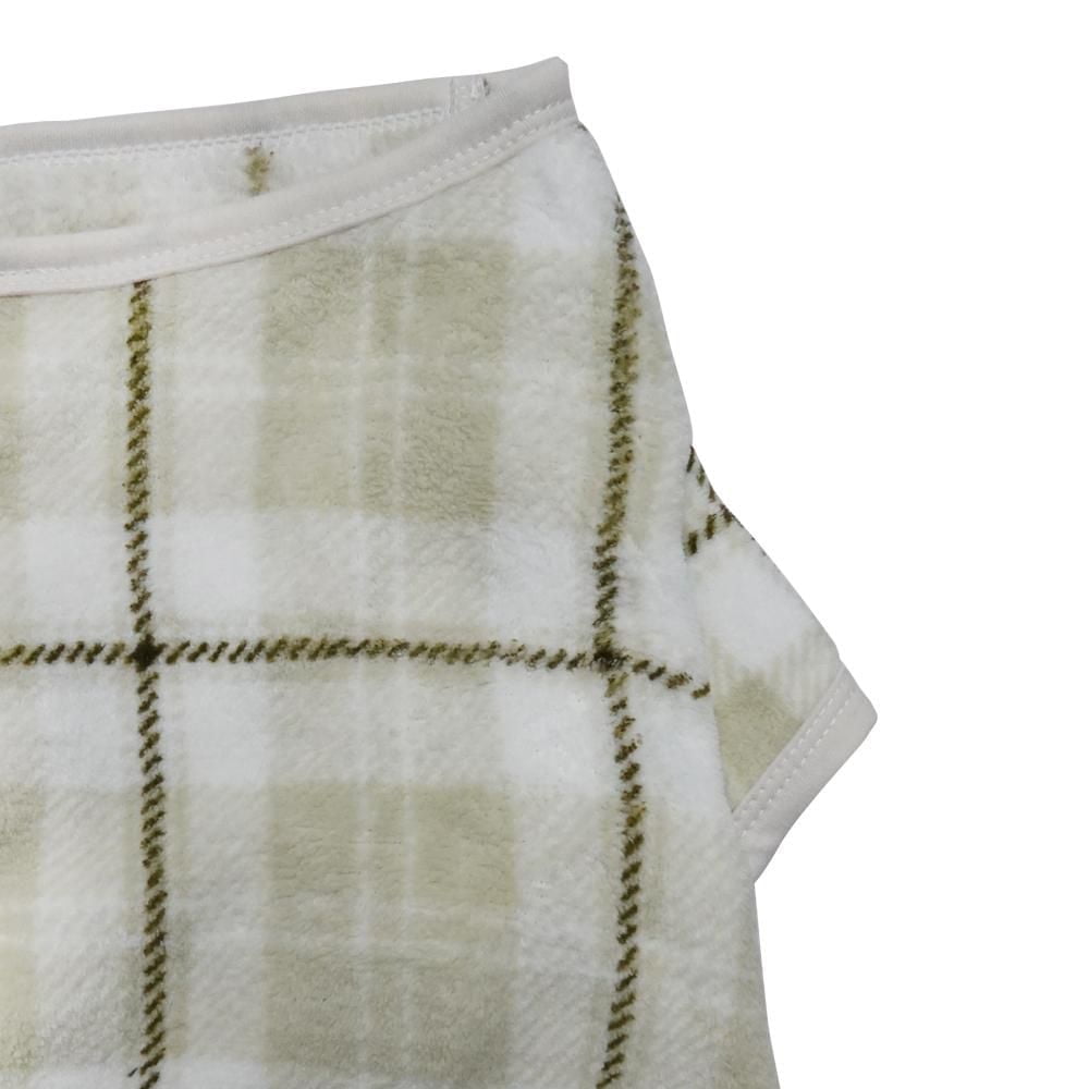 Way to Celebrate Dog Clothes: Fleece Pajama for Dogs, Ivory Plaid with Reindeer Glitter Screenprint, Size XS-XL