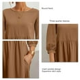 thumbnail image 1 of Vestido Suelto, Vestido De Cuello Redondo Bolsillos De Inserción De Estilo Recto Mangas De Linterna Poliéster De Tres Cuartos Para Vacaciones Para El Trabajo ANGGREK Otros, 1 of 4