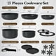 thumbnail image 2 of Juego de utensilios de cocina SODAY, 15 piezas, antiadherentes con mango desmontable, color negro, 2 of 8
